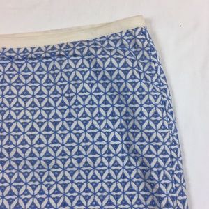 Talbots blue white floral eyelet pencil skirt 8p